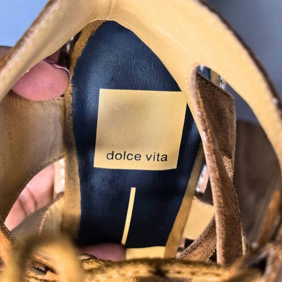 Dolce Vita Lyndon Sandals Women’s Size 6.5 Brown Suede Lace-Up Block Heel Boho - Picture 8 of 13